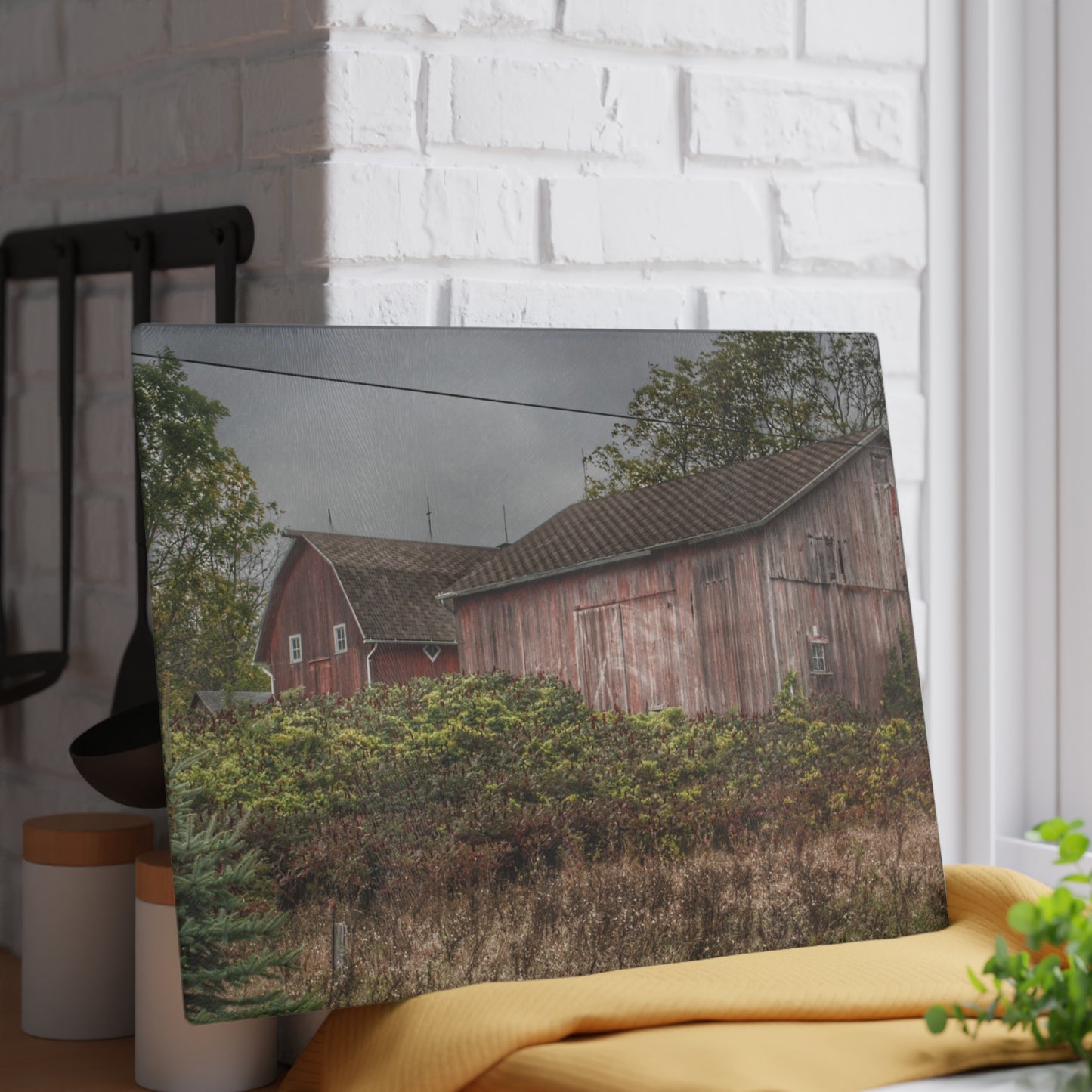 U R There Photography Washburn Reds Rustic Farmhouse Tempered-Glass Cutting Board