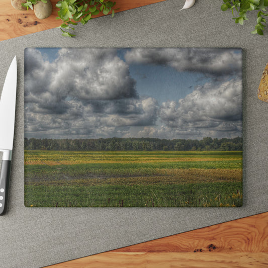 U R There Photography Skies of September Rustic Farmhouse Tempered-Glass Cutting Board