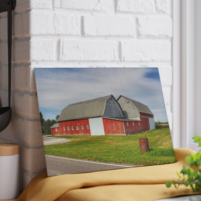 U R There Photography French Road Centennial Reds II Rustic Farmhouse Tempered-Glass Cutting Board