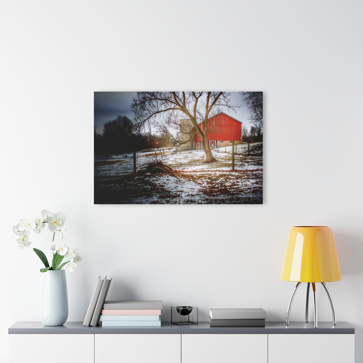 U R There Photography LeValley Road Red and Silo Rustic Farmhouse Acrylic Wall Print