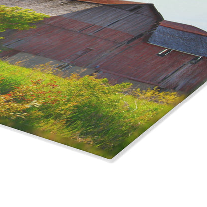 U R There Photography Leslie Road Red II Rustic Farmhouse Tempered-Glass Cutting Board