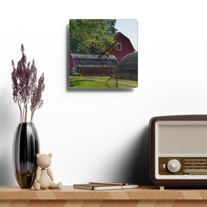 U R There Photography Hidden Reds Rustic Farmhouse Acrylic Analog Wall Clock