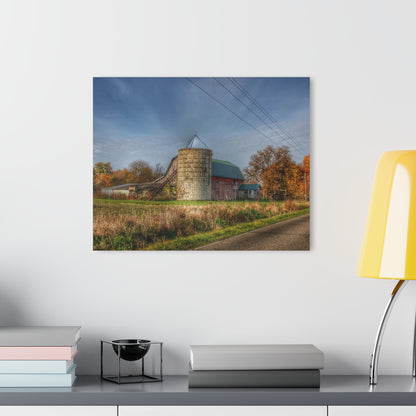U R There Photography Plumb Creek Road Red in Fall I Rustic Farmhouse Acrylic Wall Print