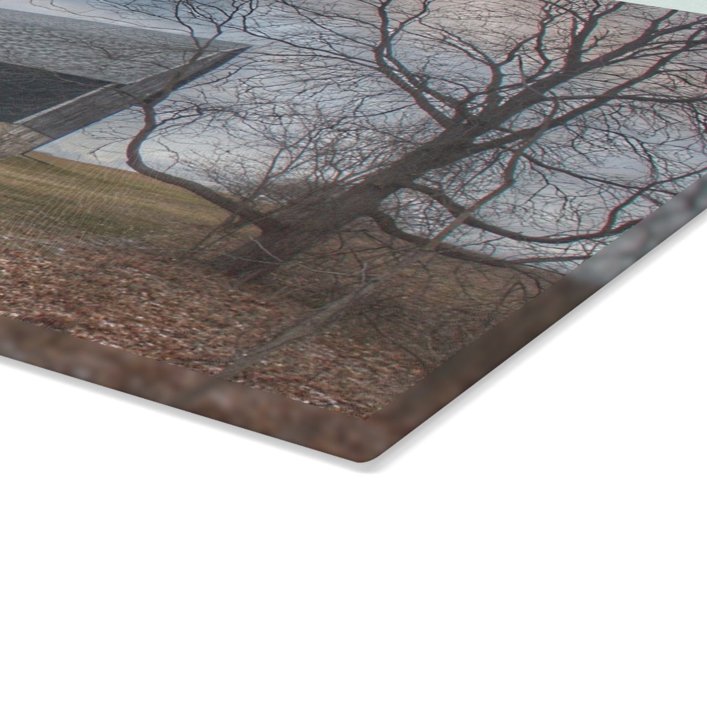 U R There Photography Attica Road Black Rustic Farmhouse Tempered-Glass Cutting Board