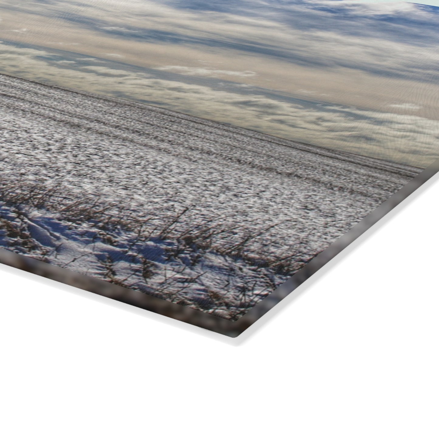 U R There Photography Early Spring Grey I Rustic Farmhouse Tempered-Glass Cutting Board