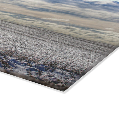 U R There Photography Early Spring Grey I Rustic Farmhouse Tempered-Glass Cutting Board