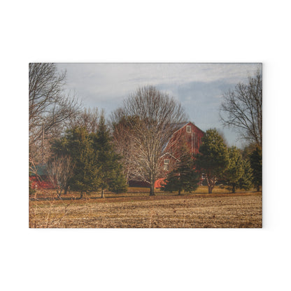 U R There Photography Irish Road Hidden Red Rustic Farmhouse Tempered-Glass Cutting Board
