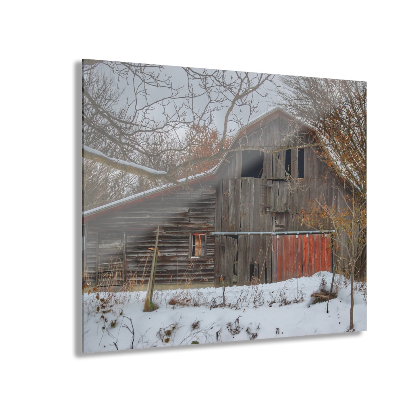 U R There Photography Hayes Road Grey in Winter I Rustic Farmhouse Acrylic Wall Print