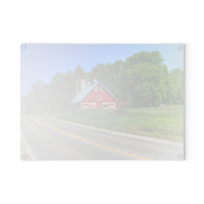 U R There Photography Metamora Red 2020 II Rustic Farmhouse Tempered-Glass Cutting Board