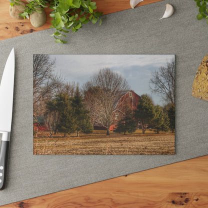 U R There Photography Irish Road Hidden Red Rustic Farmhouse Tempered-Glass Cutting Board