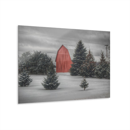 U R There Photography Vernor Road Winter Red Rustic Farmhouse Acrylic Wall Print