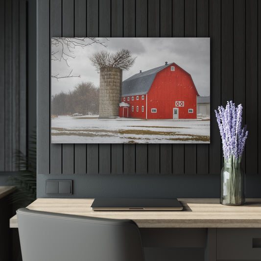 Barn Boutique Modern Farmhouse Acrylic Wall Print| Hollow Corners Red and Silo I