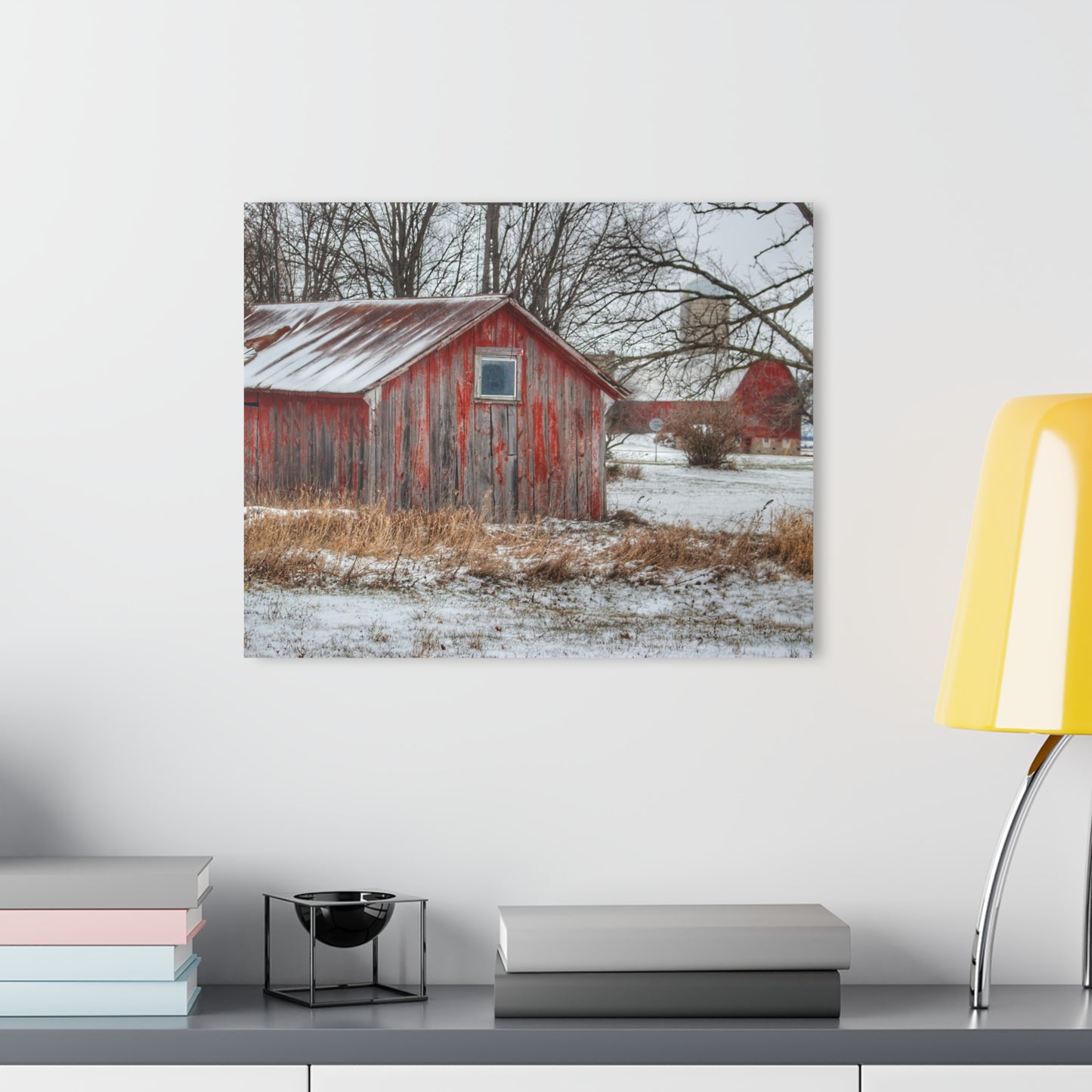 U R There Photography Frenchline Road Red Shack Rustic Farmhouse Acrylic Wall Print