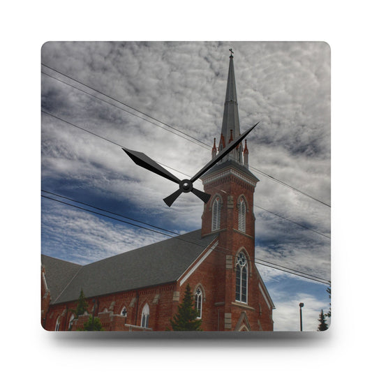 Frankenmuth Catholic Church Rustic Farmhouse Acrylic Analog Wall Clock 10.75'' × 10.75'' (Square)