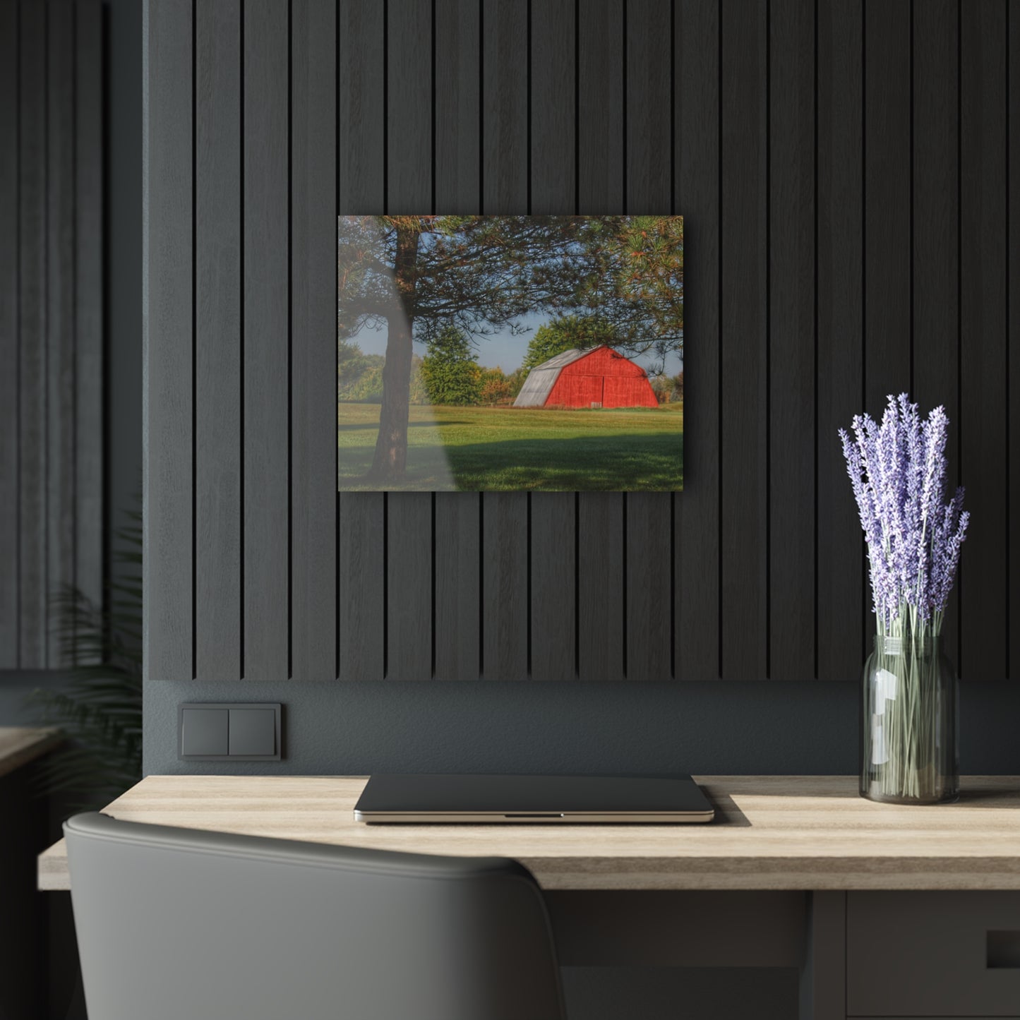 U R There Photography Peppermill Road Hidden Red Rustic Farmhouse Acrylic Wall Print