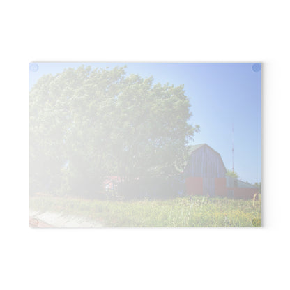 U R There Photography East Farrand Grey Rustic Farmhouse Tempered-Glass Cutting Board