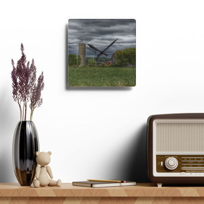 U R There Photography Rider Road Grey Rustic Farmhouse Acrylic Analog Wall Clock