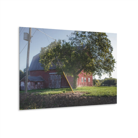 U R There Photography Rochester Road Hidden Red Rustic Farmhouse Acrylic Wall Print