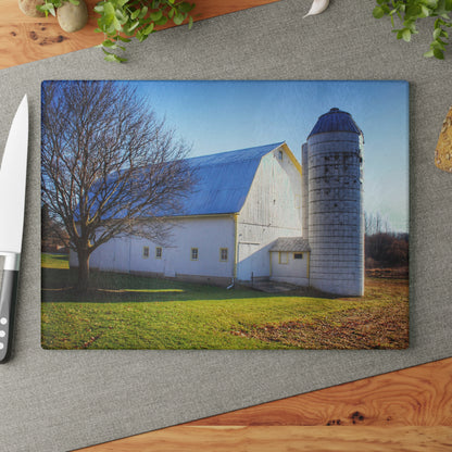 U R There Photography Elba White Rustic Farmhouse Tempered-Glass Cutting Board