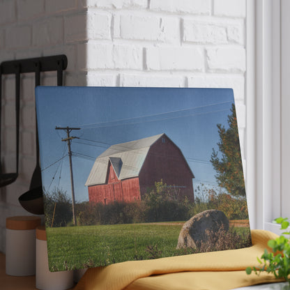 U R There Photography Hemingway Lake Road Red Rustic Farmhouse Tempered-Glass Cutting Board
