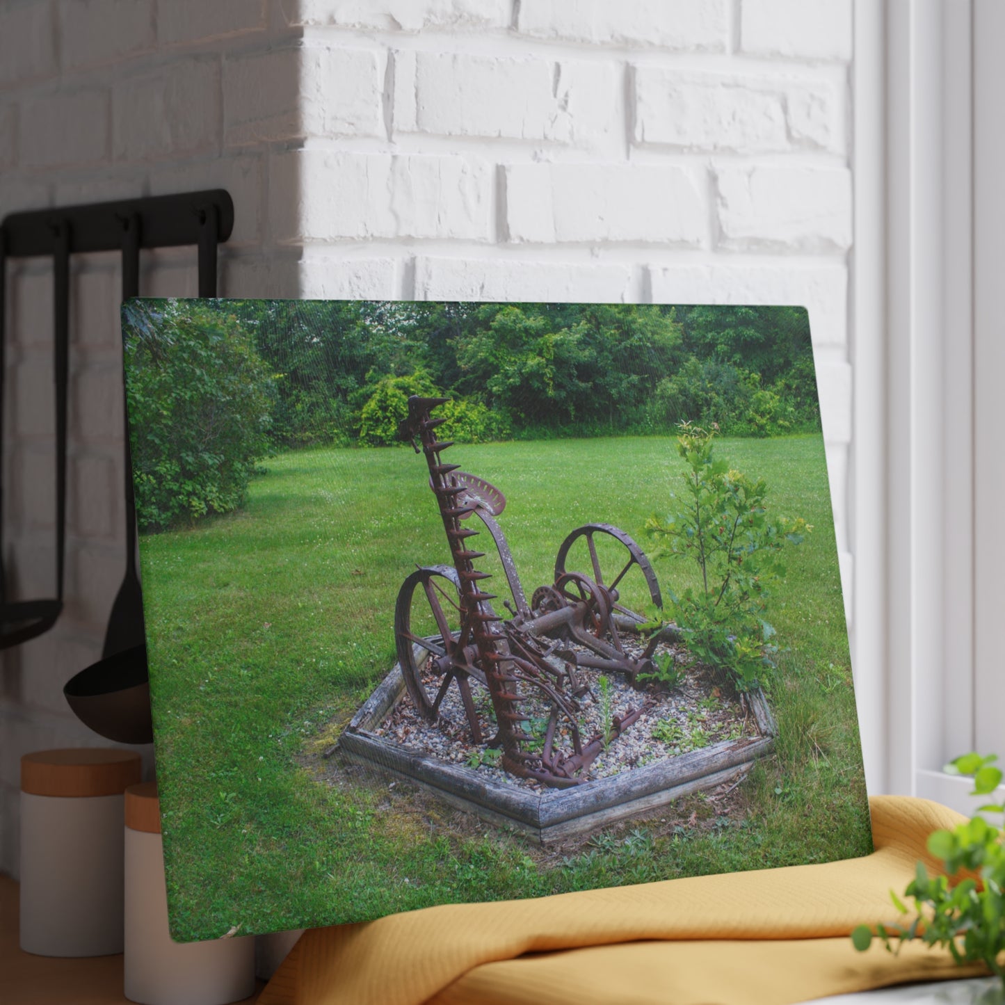 U R There Photography Farm Yard Art Rustic Farmhouse Tempered-Glass Cutting Board