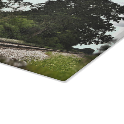 U R There Photography Michigan Rails Rustic Farmhouse Tempered-Glass Cutting Board