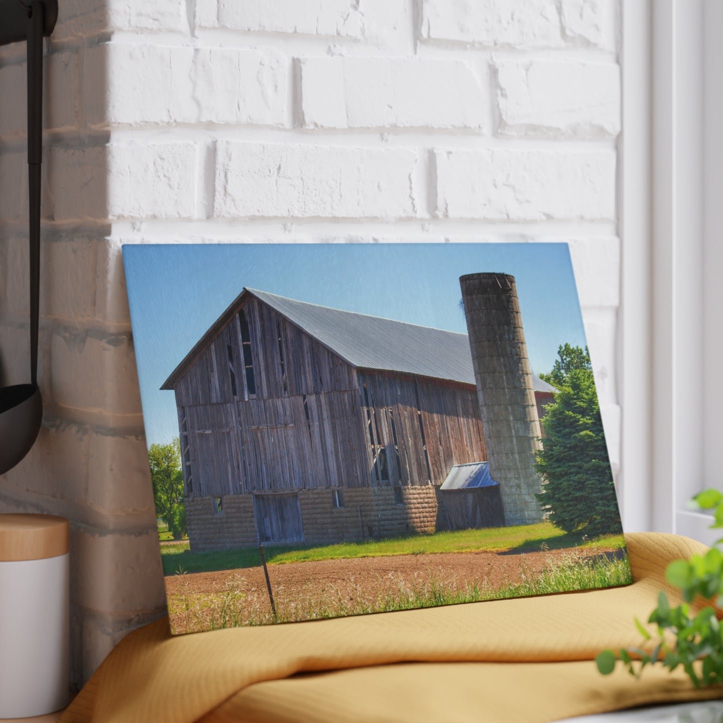 U R There Photography Gilford Grey III Rustic Farmhouse Tempered-Glass Cutting Board
