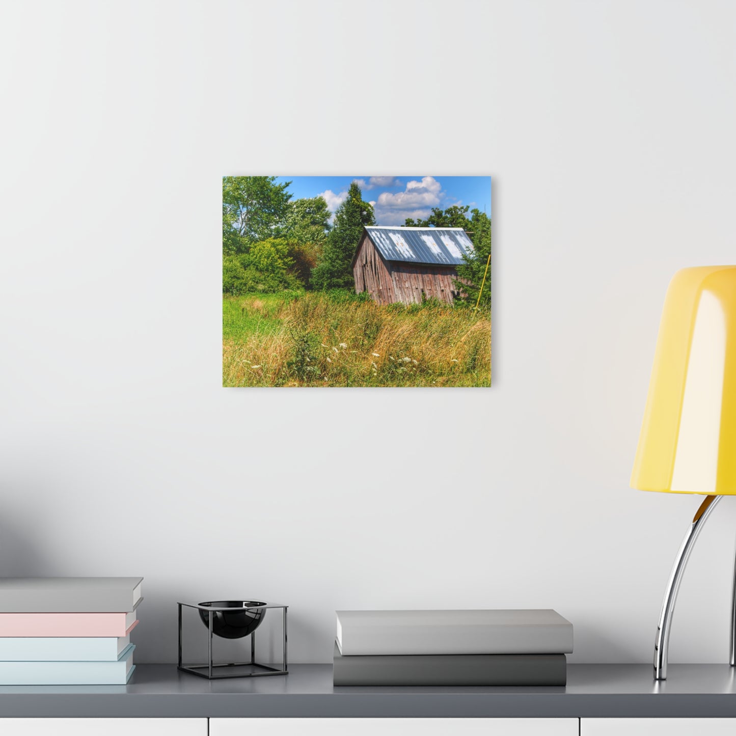 U R There Photography Lake Road Little Crooked Grey Rustic Farmhouse Acrylic Wall Print