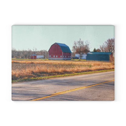 U R There Photography Baldwin Barn Brothers II Rustic Farmhouse Tempered-Glass Cutting Board