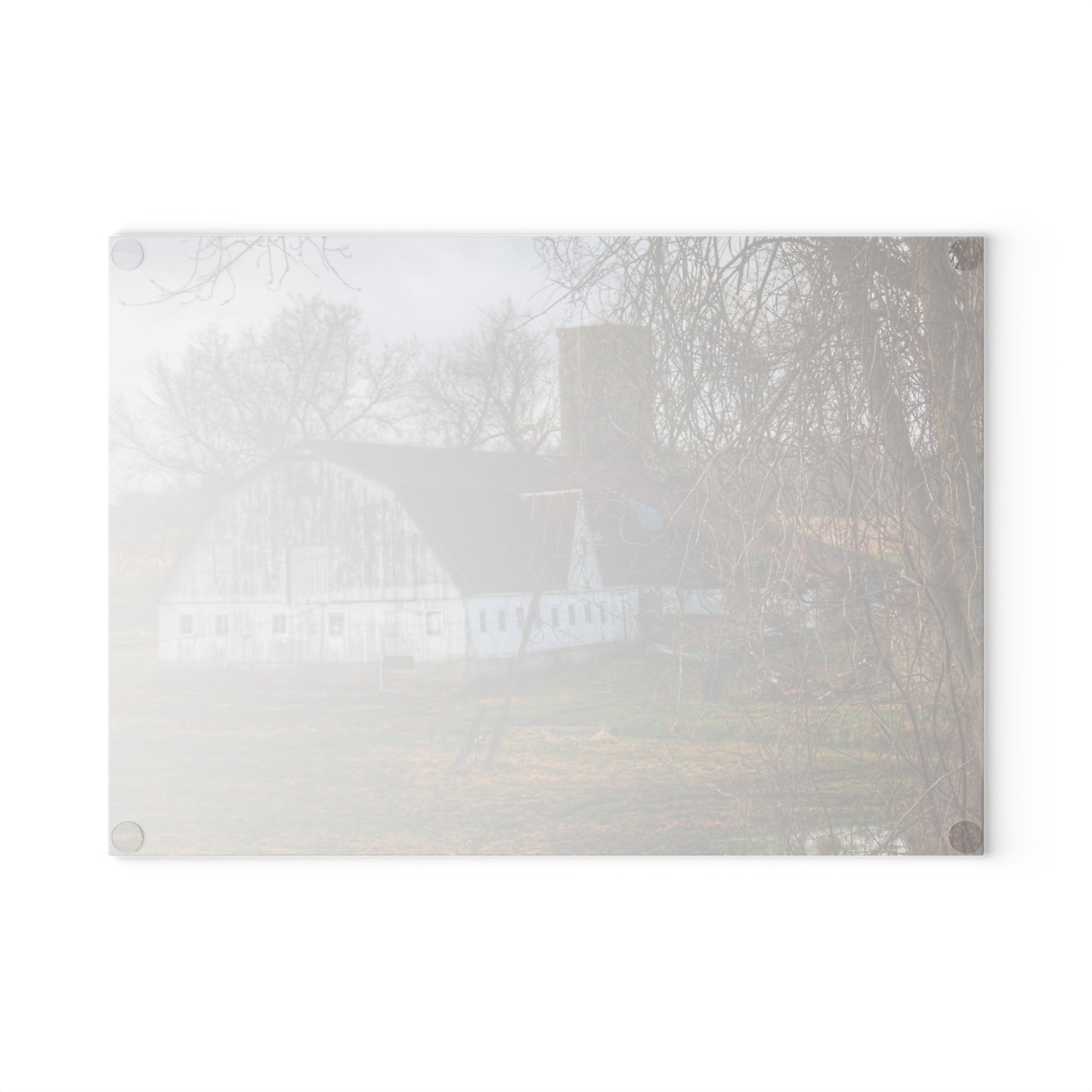 Barn Boutique Rustic Tempered-Glass Cutting Board| Otter Lake Road White