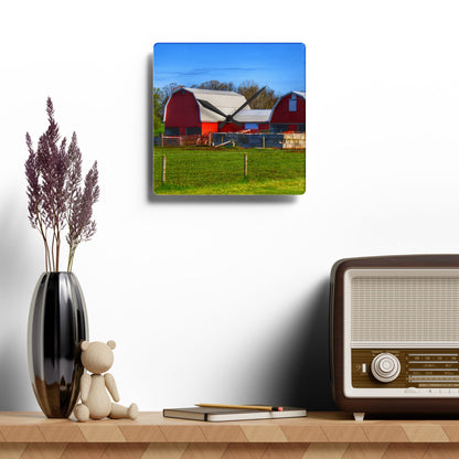 U R There Photography M-15 Reds Rustic Farmhouse Acrylic Analog Wall Clock
