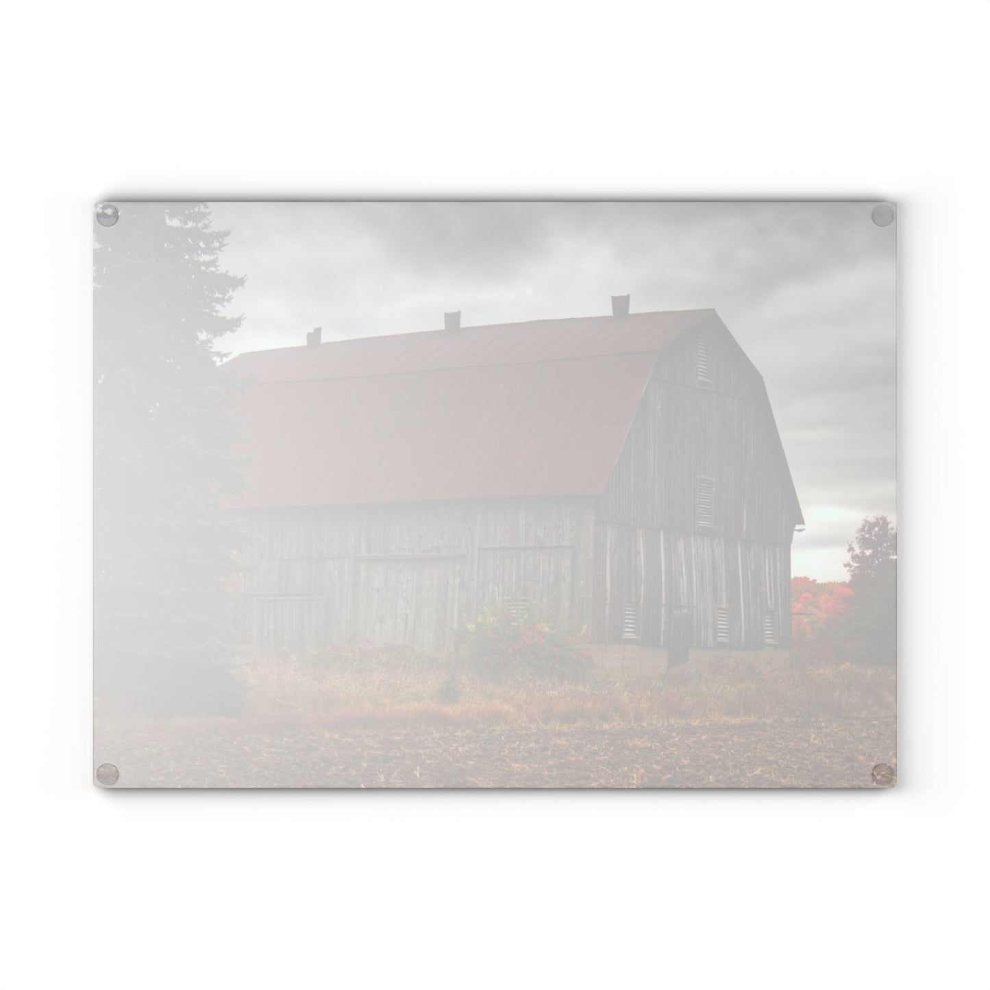 U R There Photography Sheridan Line Road Rusted Grey II Rustic Farmhouse Tempered-Glass Cutting Board