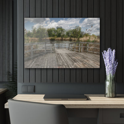 U R There Photography Bridge Overlooking Water Tower Park in Lapeer Rustic Farmhouse Acrylic Wall Print
