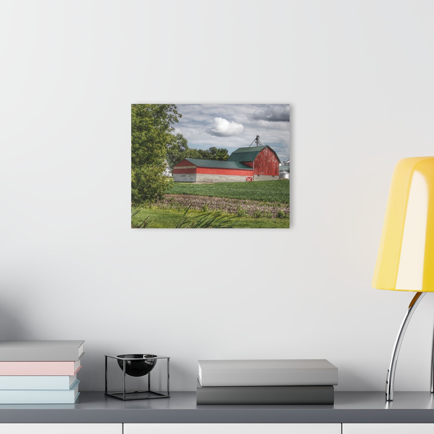 U R There Photography Haines Road Cornfield Reds Rustic Farmhouse Acrylic Wall Print