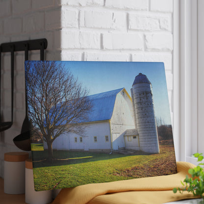 U R There Photography Elba White Rustic Farmhouse Tempered-Glass Cutting Board