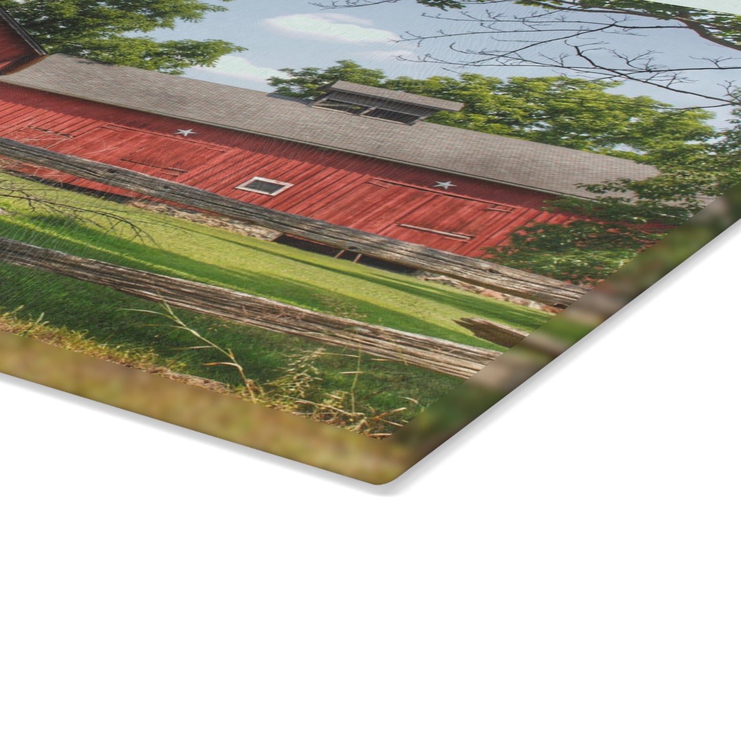 U R There Photography Hollow Corners Star Barn Rustic Farmhouse Tempered-Glass Cutting Board