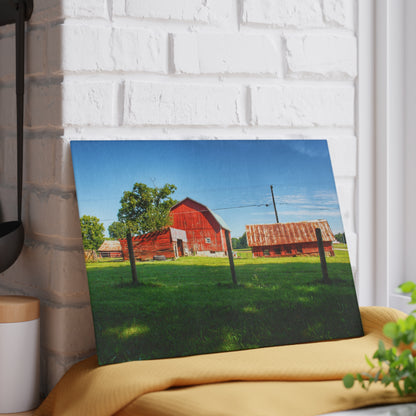 U R There Photography Frances Road Reds II Rustic Farmhouse Tempered-Glass Cutting Board