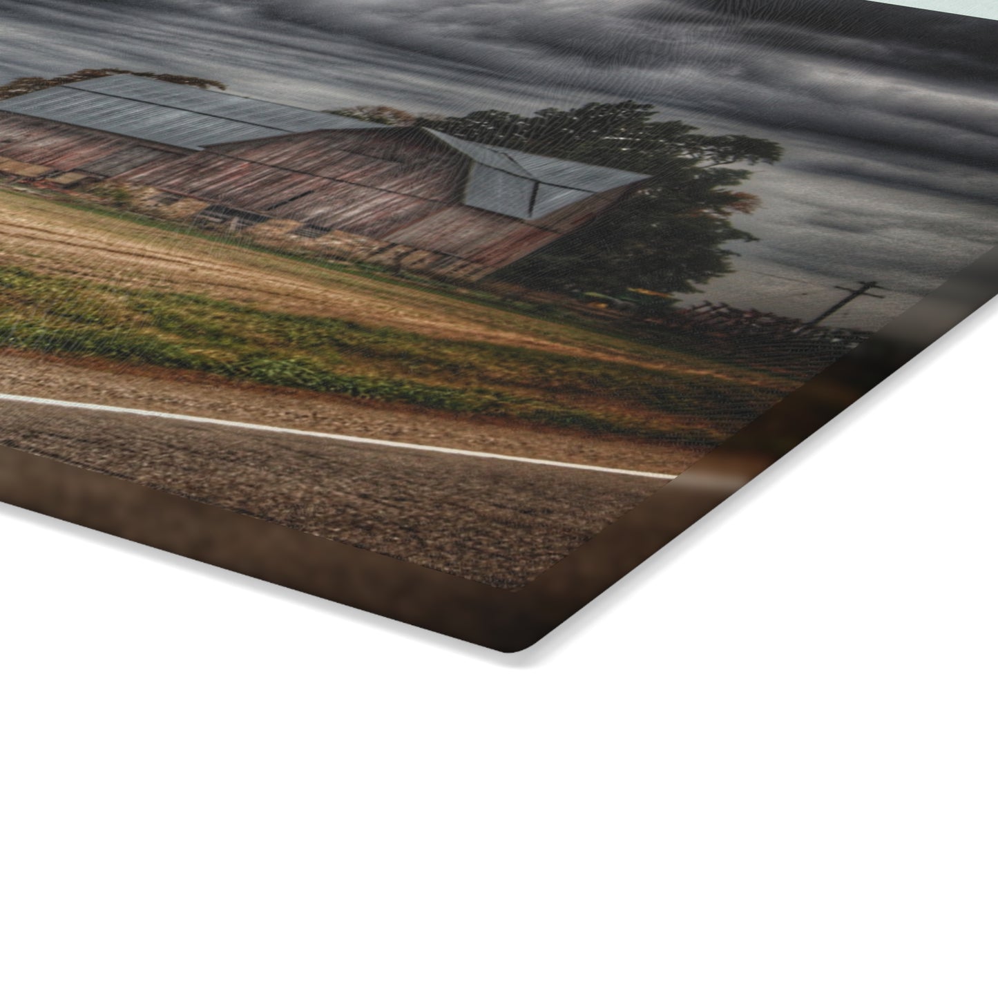 U R There Photography Snover Road Red II Rustic Farmhouse Tempered-Glass Cutting Board