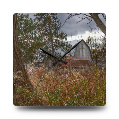U R There Photography Booth Road Hidden Greys Rustic Farmhouse Acrylic Analog Wall Clock