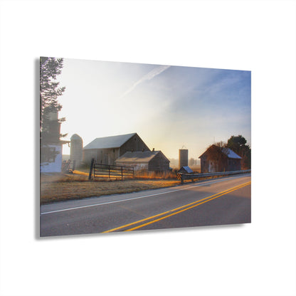 U R There Photography Wilder Road Foggy Morning Greys Rustic Farmhouse Acrylic Wall Print