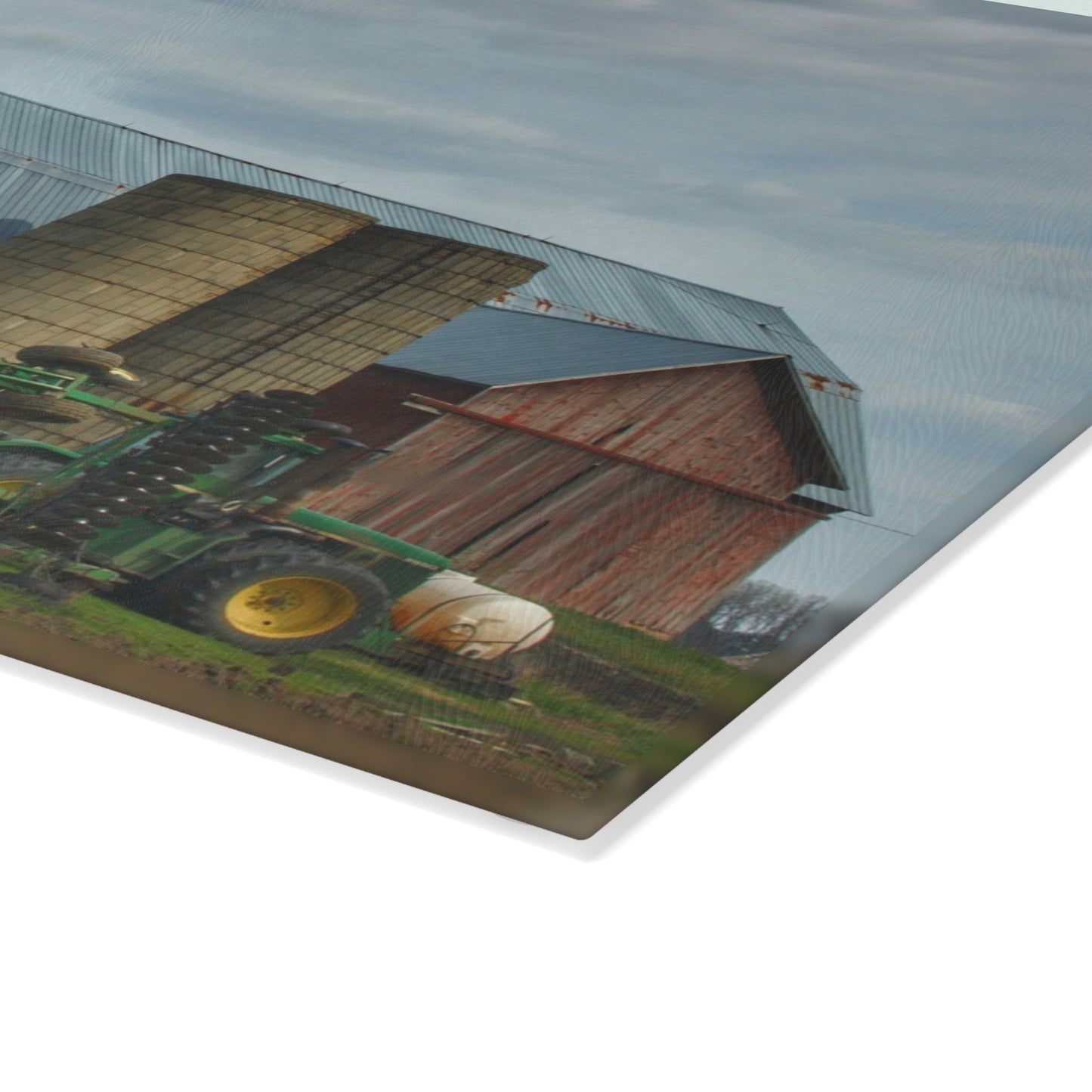 U R There Photography Snover Road Red I Rustic Farmhouse Tempered-Glass Cutting Board