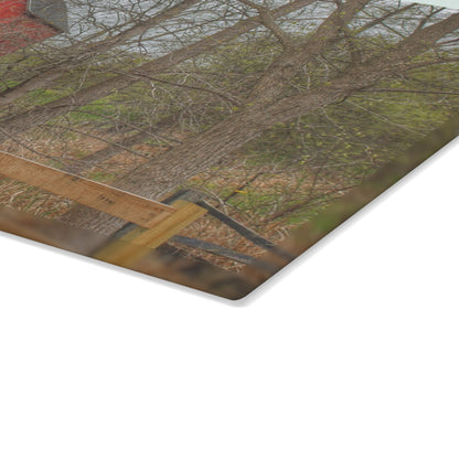 U R There Photography Patriot Red Rustic Farmhouse Tempered-Glass Cutting Board