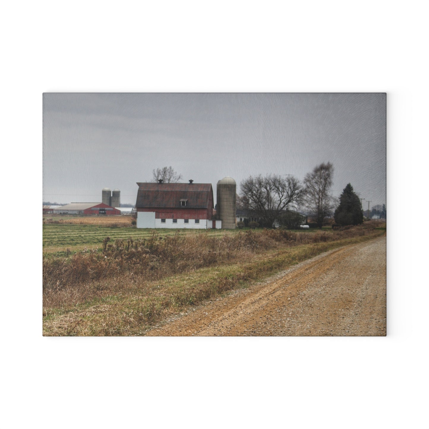 U R There Photography Gates Road Farm Rustic Farmhouse Tempered-Glass Cutting Board