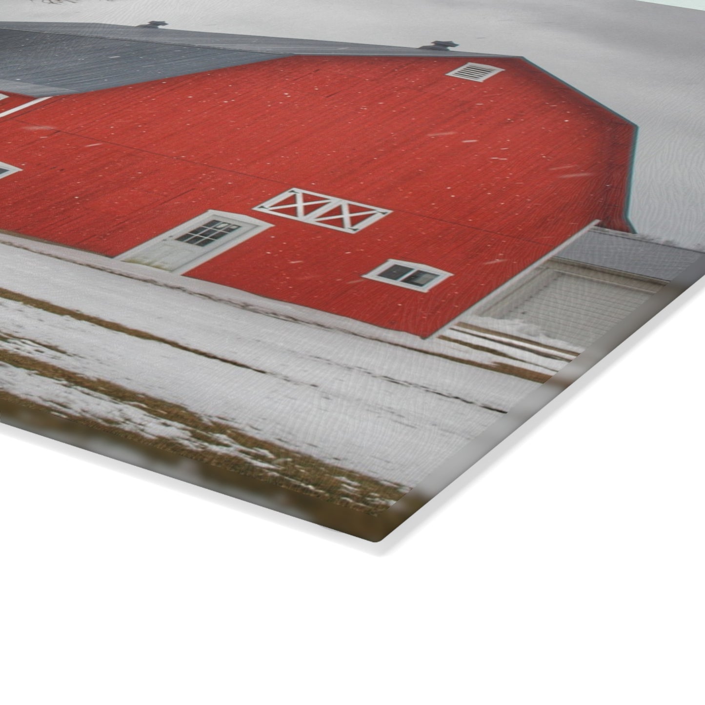 U R There Photography Hollow Corners Red Tree Silo Rustic Farmhouse Tempered-Glass Cutting Board