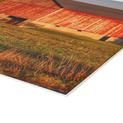 U R There Photography Lake Pleasant Corral Red II Rustic Farmhouse Tempered-Glass Cutting Board
