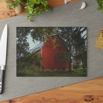 U R There Photography Hough Road Red I Rustic Farmhouse Tempered-Glass Cutting Board