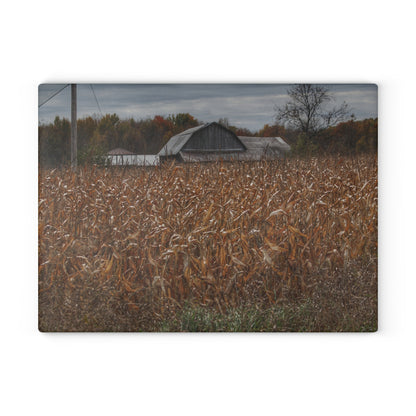 U R There Photography North State Road Grey Rustic Farmhouse Tempered-Glass Cutting Board 8"x 11"