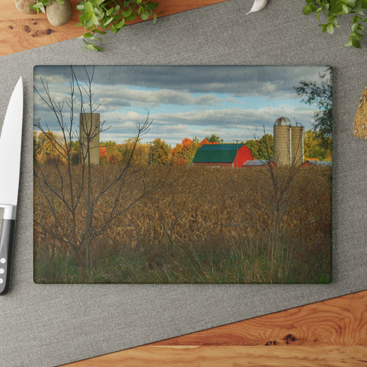 U R There Photography Beyond the Harvest Corn II Rustic Farmhouse Tempered-Glass Cutting Board