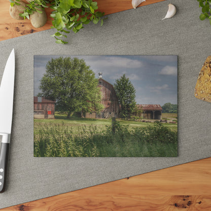 U R There Photography Ross Road Red Rustic Farmhouse Tempered-Glass Cutting Board