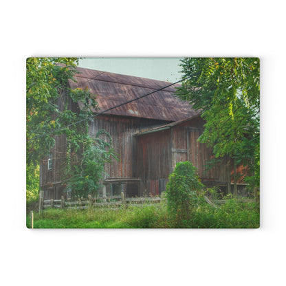 U R There Photography Oxford Rusted Red I Rustic Farmhouse Tempered-Glass Cutting Board
